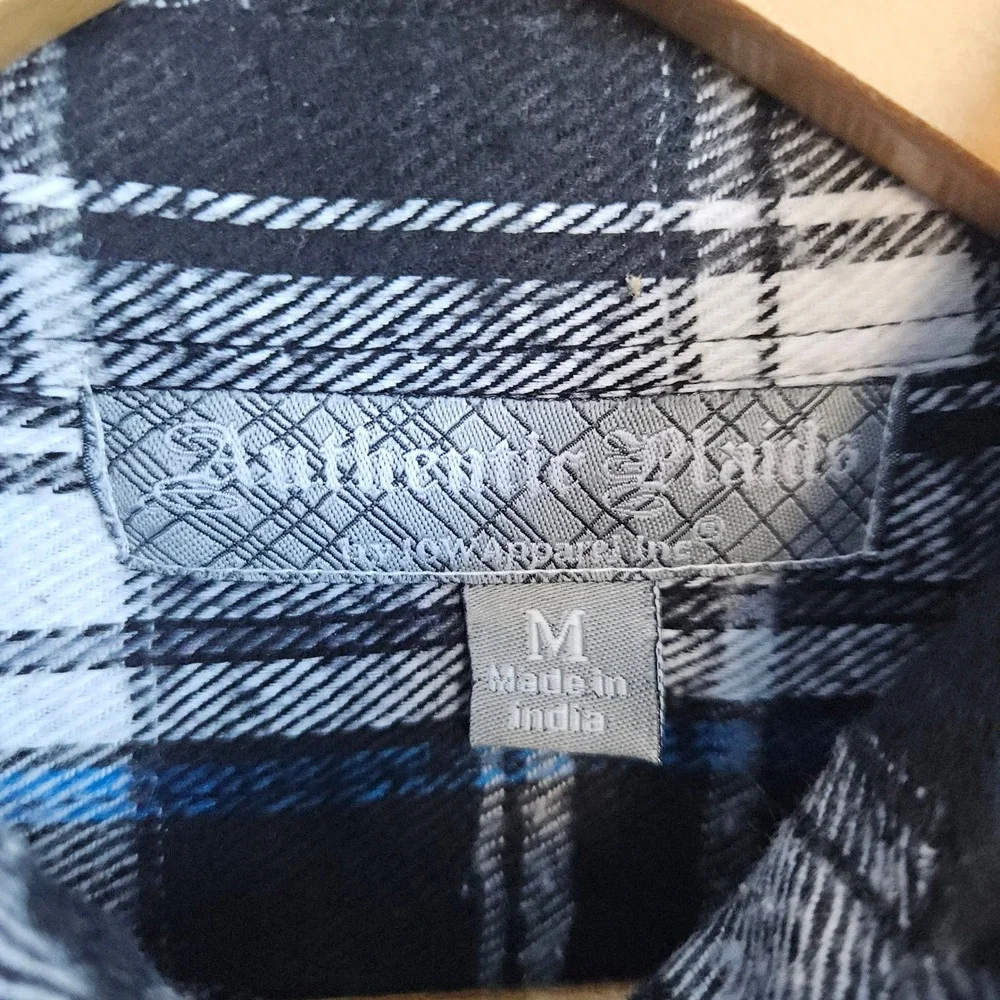 Authentic Plaids Men's NEW NWT Flannel Shirt Size M Cotton/Poly Black‎ & White